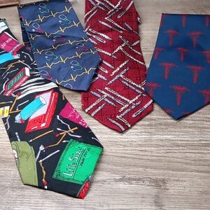 Nicole Miller "Just Say No" Medical Fashion Ties & Mark Twain Lot Of 4 Silk Ties